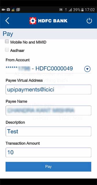 Hdfc Upi App Easy Money Transfer 6214