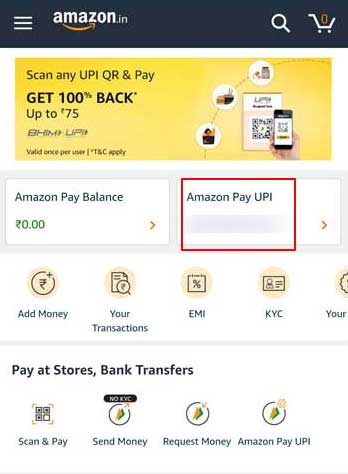 Amazon Pay UPI Page