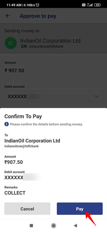 Payment confirmation