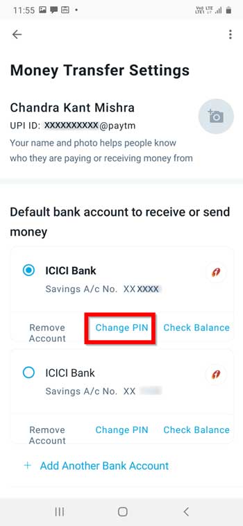 choose bank account