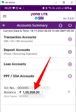 PPF Account Balance SBI