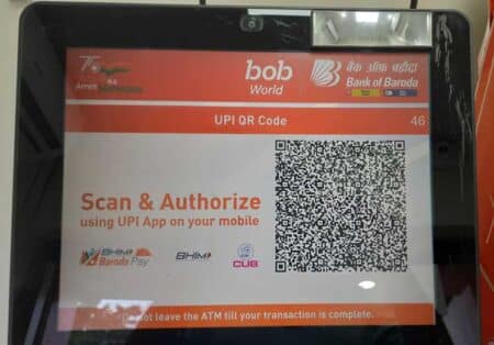 BOB ATM cash UPI QR code