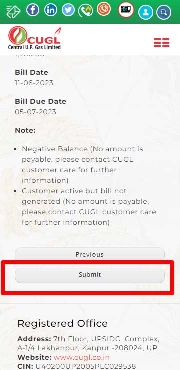 Bill Payment CUGL submit