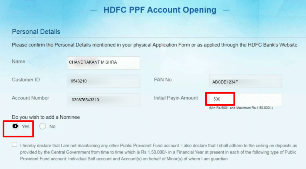 hdfc BANK ONLINE PPF ACCOUNT OPENING