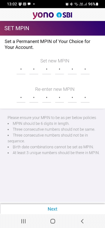 enter new mpin